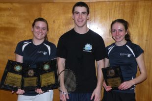 Four members of the Stephenville Junior Badminton Club recently travelled to a badminton tournament in P.E.I. From left: Emily Alexander, David Alexander and Jillian Forsey. Missing is William Alexander.